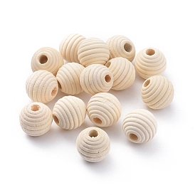 Natural Wood Beehive Beads, Round