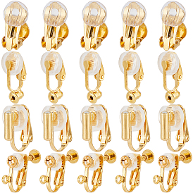 32шт 4 стиль латунные клипсы серьги конвертеры выводы, плоские круглые серьги, с 32 силиконовыми подушечками