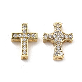 Латунные микропаве прозрачные подвески с фианитом, крест прелести, стойки покрытие, долговечный, без свинца и без кадмия