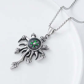 304 Подвеска в виде когтя дьявола из нержавеющей стали, компас, длинная цепочка-коробочка, для женщин и мужчин