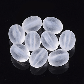 Transparent Acrylic Beads, Frosted, Oval