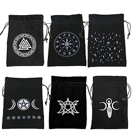 Sacs de rangement pour cartes de tarot en velours, support de rangement de bureau de tarot, lune/étoile/soleil/crâne/cerf/hibou/chakra/déité/triangle/arbre de vie/étoile étoilée/motif de phase de lune