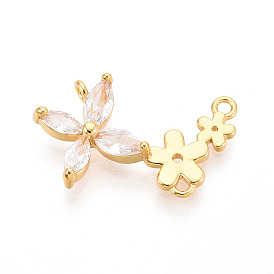 Латунные микро проложить компоненты кубического циркония люстра ссылки, бабочки и цветы, без никеля , долговечный