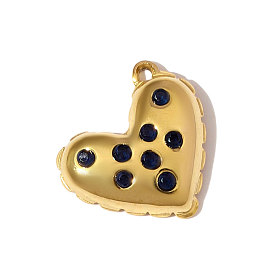 304 подвески из нержавеющей стали, сердце прелести, со стразами, ионное покрытие (ip)