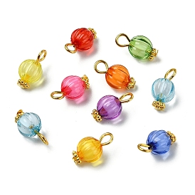 100шт. прозрачные акриловые бусины в подвесках из бисера, с золотыми тонами железных петель, разноцветные