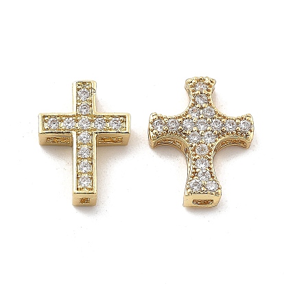 Латунные микропаве прозрачные подвески с фианитом, крест прелести, стойки покрытие, долговечный, без свинца и без кадмия