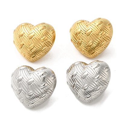 304 boucles d'oreille en acier inoxydable, coeur rainuré