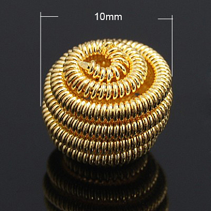 Brass Spring Beads, Coil Beads, Flat Round, 10x7mm, hole: 2mm