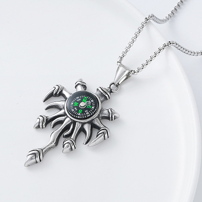 304 Подвеска в виде когтя дьявола из нержавеющей стали, компас, длинная цепочка-коробочка, для женщин и мужчин