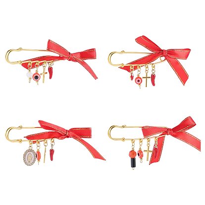 4шт. броши из нержавеющей стали, Сплав с подвесками, бантом