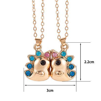 2Pcs Magnetic Matching Necklaces Set, Colorful Cute Dinosaur 316L Surgical Stainless Steel Pendant Necklaces for Couples Best Friends