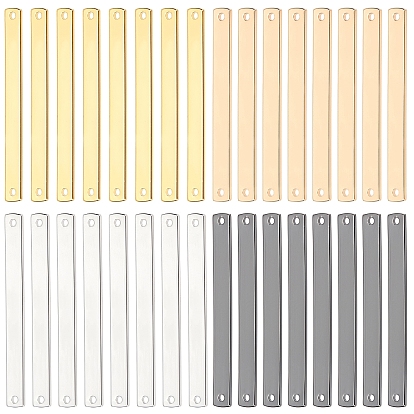 32Pcs 4 Colors Brass Links Connectors, Laser Cut, Rectangle
