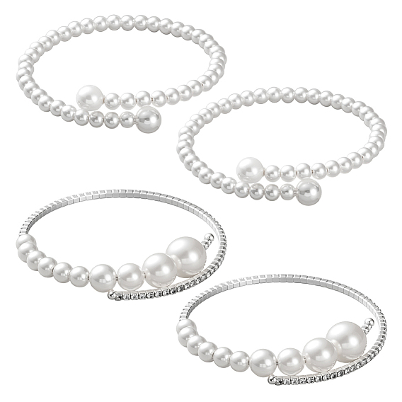 4 шт. 2 стили браслеты-манжеты из сплава смолы для женщин, круглые