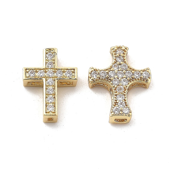 Латунные микропаве прозрачные подвески с фианитом, крест прелести, стойки покрытие, долговечный, без свинца и без кадмия