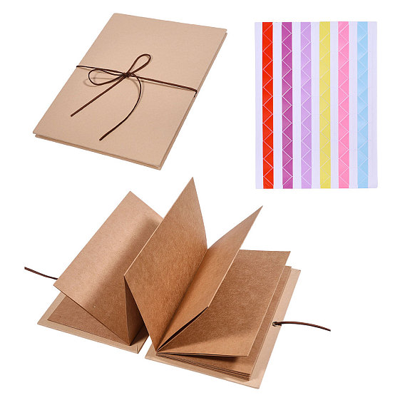 Бумажный блокнот, пустой раздвижной блокнот-гармошка и фотоальбом своими руками, с пластиковой наклейкой и резинкой, прямоугольные