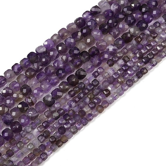 Природный аметист нитей бисера, граненые, кубические