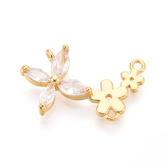 Латунные микро проложить компоненты кубического циркония люстра ссылки, бабочки и цветы, без никеля , долговечный