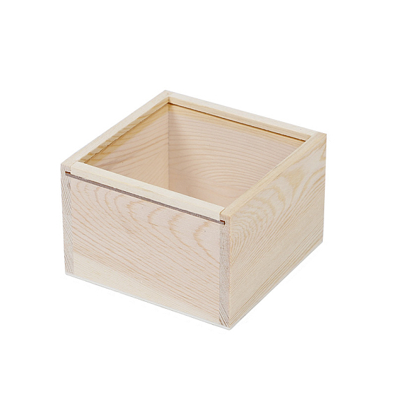 Wooden Storage Boxes, with Acrylic Transparent Cover, Square