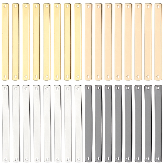 32Pcs 4 Colors Brass Links Connectors, Laser Cut, Rectangle