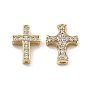 Латунные микропаве прозрачные подвески с фианитом, крест прелести, стойки покрытие, долговечный, без свинца и без кадмия