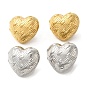 304 Stainless Steel Stud Earrings, Grooved Heart