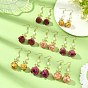 Brass Epoxy Resin Flower Dangle Earrings, with 304 Stainless Steel Earring Hooks, Golden