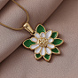 304 Женские ожерелья с подвеской в виде белого цветка из нержавеющей стали с зеленым листом