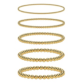 Bracelets extensibles à perles rondes en acier inoxydable