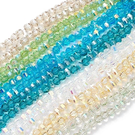 Electroplate Transparent Glass Beads Strands, Faceted, Rondelle