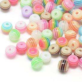 Transparent Stripe Resin Beads, Round