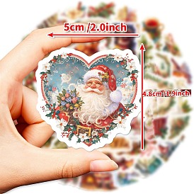 50Pcs Christmas Theme Paper Stickers, Self-Adhesive Stickers, for DIY Photo Album Diary Scrapbook Decoration