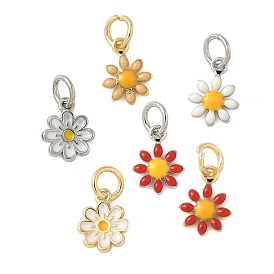 Латунь эмаль прелести, цветочный шарм, с целью перехода в кольце, без свинца и без кадмия, долговечный, стойки покрытие, реальный 18 k позолоченный