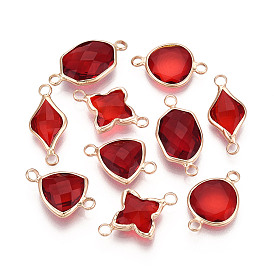 Латунь со стеклянными звеньями/соединительными подвесками, разнообразные, граненые, разнообразные, золотые