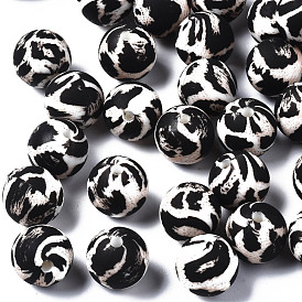 Perles de silicone écologiques de qualité alimentaire, perles à mâcher pour les jouets de dentition, imprimé, rond avec motif peau de serpent