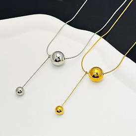 Ball Titanium Steel Pendant Necklaces, Fashionable and Versatile Women's Accessory