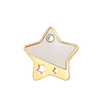 304 нержавеющая сталь с подвесками из ракушек, звезда, реальный 14 k позолоченный, ионное покрытие (ip)