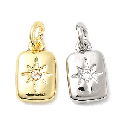 Латунные микро проложить кубического циркония прелести, прямоугольник со звездой, долговечный, стойки покрытие, с целью перехода в кольце