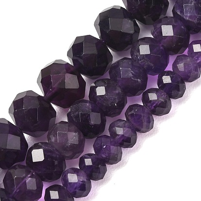 Chapelets de perles naturelles améthyste, facette, rondelle