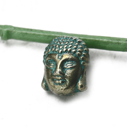 Alloy Retro Double-sided Buddha Copper Green Buddha Head Buddha Head Beaded Buddha Letter Beaded Pendant Jewelry Bracelet Accessories