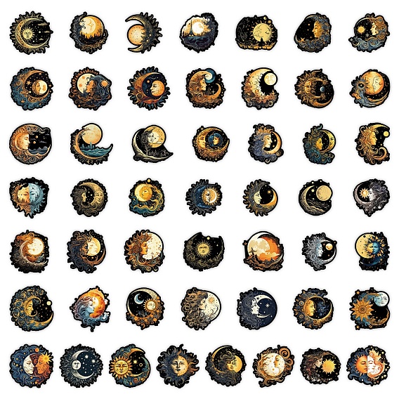 50шт самоклеящиеся наклейки из ПВХ, Украшение дневника для фотоальбома своими руками, богиня солнца и луны