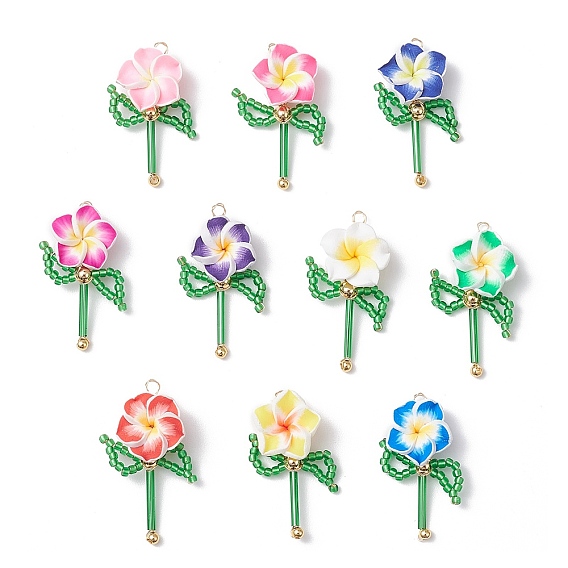 Подвески из семенного стекла и полимерной глины, цветок