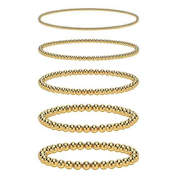 Эластичные браслеты из нержавеющей стали с круглыми бусинами