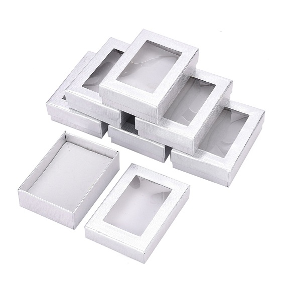 Karton Schmuck-Set-Boxen, für Halsketten, Ohrringe und Armbänder, Rechteck, 90x65x28 mm