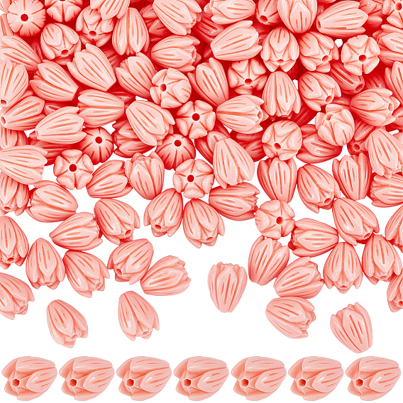 200pcs perles de corail synthétiques teintes, pour le bricolage fabrication de bijoux, fleur de jasmin
