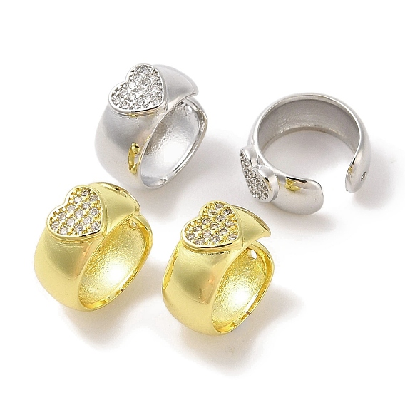 Женские серьги-манжеты из латуни с микропаве и прозрачным цирконием, сердце