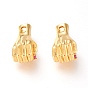 Brass Cubic Zirconia Pendants, Long-Lasting Plated, Hand, Deep Pink
