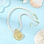 Ocean Brass Conch Shell Shaped Pendant Twisted Nylon Cord Necklaces, Beige