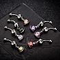 Piercing-Schmuck, Messing Zirkonia Nabel Ring, Bauchringe, mit 304 Edelstahlleiste, cadmiumfrei und bleifrei, Planet
