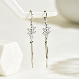 Элегантные латунные серьги-кольца с кисточками из прозрачного кубического циркония в форме листа для женщин в подарок на свидание