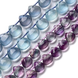 Natural Fluorite Beads Strands, Top Drilled, Teardrop